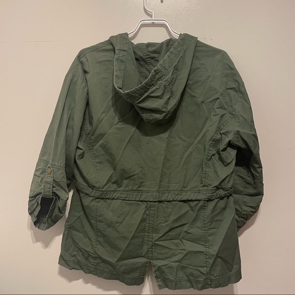 GAP army green zip up hooded jacket - Picture 3 of 3